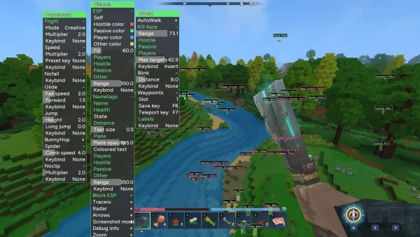 Hytale hacks menu - Hyrage ESP, flight, speed and waypoints settings